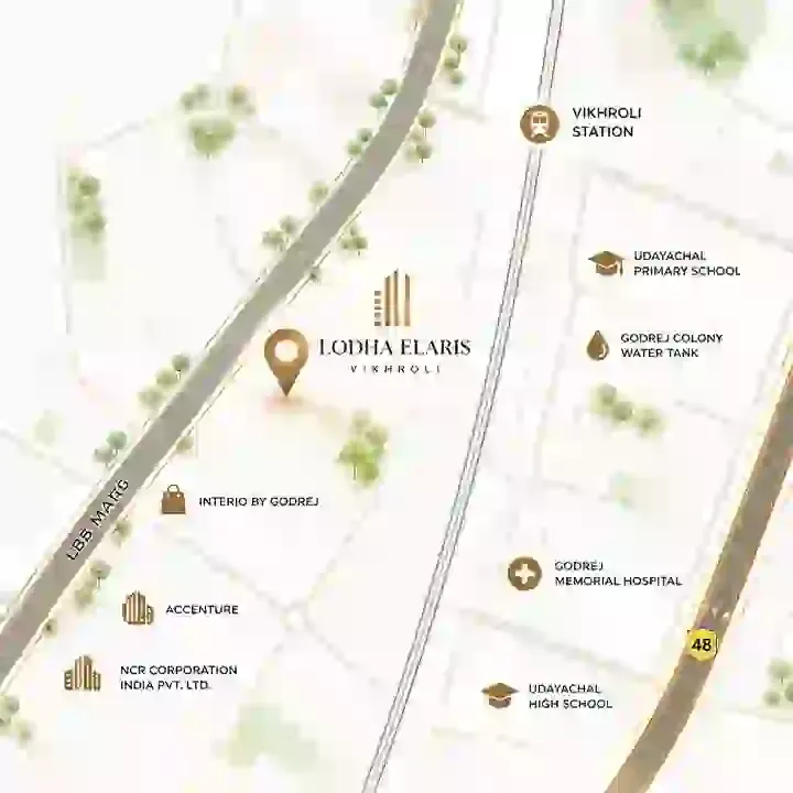 Lodha Riservo Elaris location map, Vikhroli